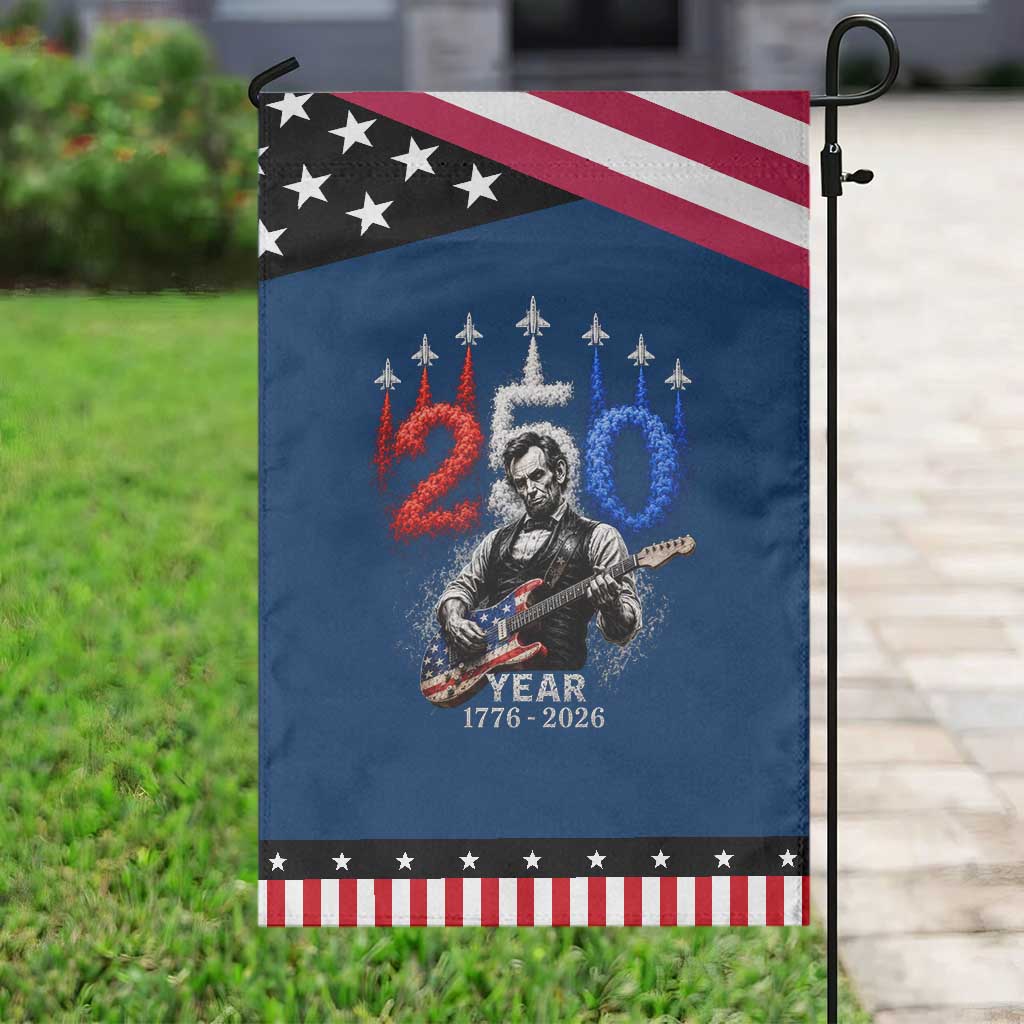Vintage Abraham Lincoln Abe Lincoln Playing Guitar 250 Years Patriotic Garden Flag 1776 2026 Humor Patriotic TS10 Classic Blue Black Print Your Wear