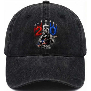 Vintage Abraham Lincoln Abe Lincoln Playing Guitar 250 Years Washed Cotton Baseball Cap 1776 2026 Humor Patriotic TS10 Print Your Wear
