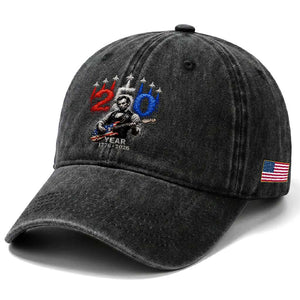 Vintage Abraham Lincoln Abe Lincoln Playing Guitar 250 Years Washed Cotton Baseball Cap 1776 2026 Humor Patriotic TS10 Print Your Wear