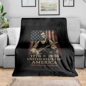 Vintage Abraham Lincoln Abe Lincoln Playing Guitar 250 Years Throw Blanket 1776 2026 Humor Patriotic USA Flag TS10 Print Your Wear