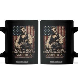Vintage Abraham Lincoln Abe Lincoln Playing Guitar 250 Years Coffee Mug 1776 2026 Humor Patriotic USA Flag TS10 Black Print Your Wear