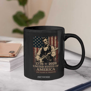 Vintage Abraham Lincoln Abe Lincoln Playing Guitar 250 Years Coffee Mug 1776 2026 Humor Patriotic USA Flag TS10 Print Your Wear