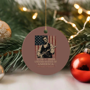 Vintage Abraham Lincoln Abe Lincoln Playing Guitar 250 Years Ceramic Ornament 1776 2026 Humor Patriotic USA Flag TS10 1pc Mocha Print Your Wear