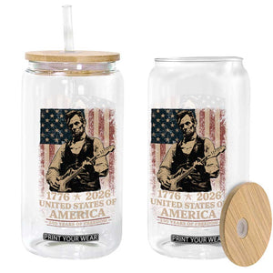 Vintage Abraham Lincoln Abe Lincoln Playing Guitar 250 Years Glass Can 1776 2026 Humor Patriotic USA Flag TS10 Print Your Wear