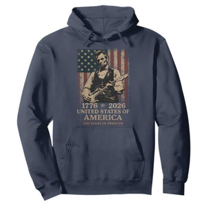 Vintage Abraham Lincoln Abe Lincoln Playing Guitar 250 Years Hoodie 1776 2026 Humor Patriotic USA Flag TS10 Navy Print Your Wear