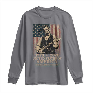 Vintage Abraham Lincoln Abe Lincoln Playing Guitar 250 Years Long Sleeve Shirt 1776 2026 Humor Patriotic USA Flag TS10 Charcoal Print Your Wear