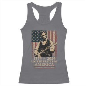 Vintage Abraham Lincoln Abe Lincoln Playing Guitar 250 Years Racerback Tank Top 1776 2026 Humor Patriotic USA Flag TS10 Charcoal Print Your Wear