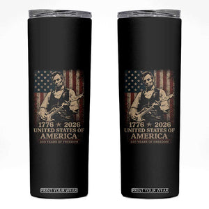 Vintage Abraham Lincoln Abe Lincoln Playing Guitar 250 Years Skinny Tumbler 1776 2026 Humor Patriotic USA Flag TS10 Black Print Your Wear