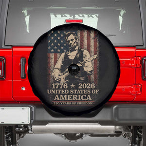 Vintage Abraham Lincoln Abe Lincoln Playing Guitar 250 Years Spare Tire Cover 1776 2026 Humor Patriotic USA Flag TS10 Black Print Your Wear