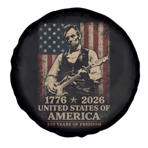 Vintage Abraham Lincoln Abe Lincoln Playing Guitar 250 Years Spare Tire Cover 1776 2026 Humor Patriotic USA Flag TS10 Print Your Wear