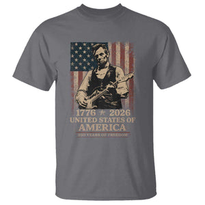 Vintage Abraham Lincoln Abe Lincoln Playing Guitar 250 Years T Shirt 1776 2026 Humor Patriotic USA Flag TS10 Charcoal Print Your Wear