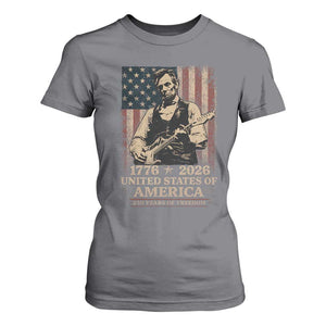 Vintage Abraham Lincoln Abe Lincoln Playing Guitar 250 Years T Shirt For Women 1776 2026 Humor Patriotic USA Flag TS10 Charcoal Print Your Wear