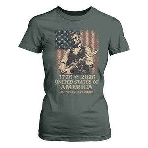 Vintage Abraham Lincoln Abe Lincoln Playing Guitar 250 Years T Shirt For Women 1776 2026 Humor Patriotic USA Flag TS10 Dark Forest Green Print Your Wear