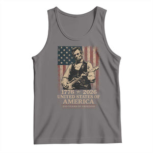 Vintage Abraham Lincoln Abe Lincoln Playing Guitar 250 Years Tank Top 1776 2026 Humor Patriotic USA Flag TS10 Deep Heather Print Your Wear
