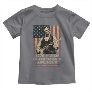 Vintage Abraham Lincoln Abe Lincoln Playing Guitar 250 Years Toddler T Shirt 1776 2026 Humor Patriotic USA Flag TS10 Charcoal Print Your Wear