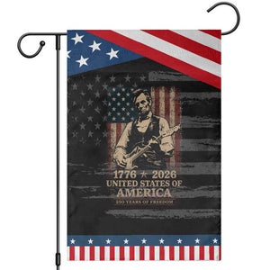 Vintage Abraham Lincoln Abe Lincoln Playing Guitar 250 Years Patriotic Garden Flag 1776 2026 Humor Patriotic USA Flag TS10 Distressed Black Blue Print Your Wear