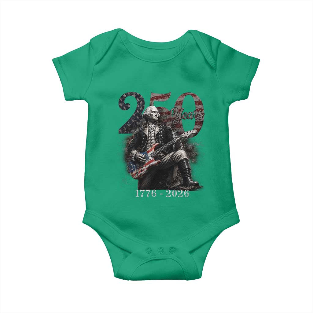 Vintage George Washington Playing Guitar 250 Years Baby Onesie 1776 2026 Humor Patriotic USA Flag TS10 Irish Green Print Your Wear