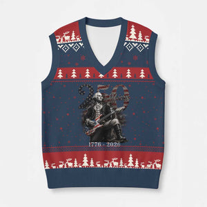 Vintage George Washington Playing Guitar 250 Years V-Neck Knit Sweater Vest 1776 2026 Humor Patriotic USA Flag TS10 Navy Red Print Your Wear