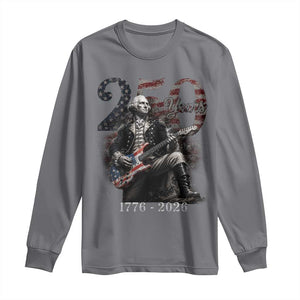 Vintage George Washington Playing Guitar 250 Years Long Sleeve Shirt 1776 2026 Humor Patriotic USA Flag TS10 Charcoal Print Your Wear