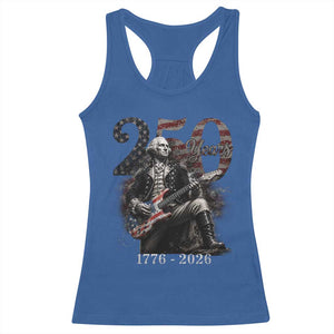 Vintage George Washington Playing Guitar 250 Years Racerback Tank Top 1776 2026 Humor Patriotic USA Flag TS10 Royal Blue Print Your Wear