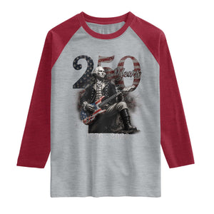 Vintage George Washington Playing Guitar 250 Years Raglan Shirt 1776 2026 Humor Patriotic USA Flag TS10 Heather Gray Heather Red Print Your Wear