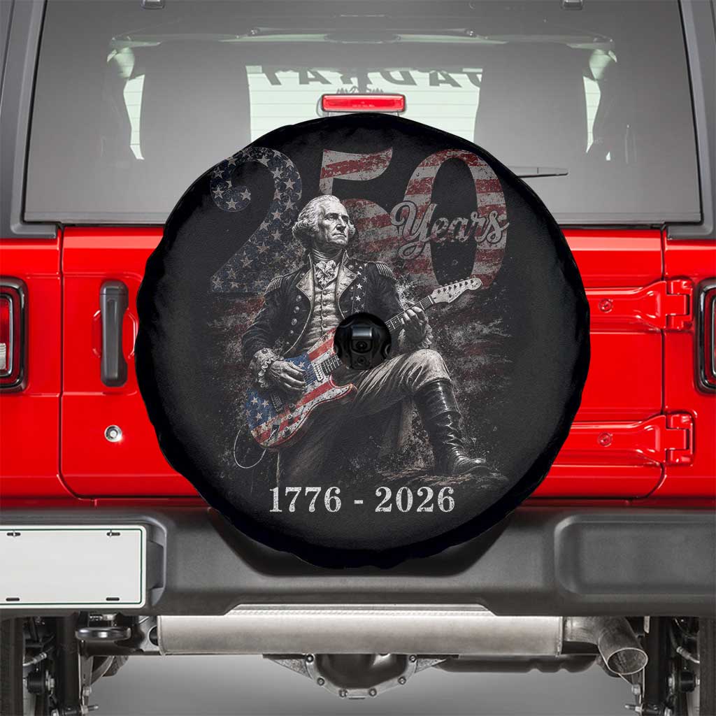 Vintage George Washington Playing Guitar 250 Years Spare Tire Cover 1776 2026 Humor Patriotic USA Flag TS10 Black Print Your Wear
