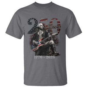 George Washington Playing Guitar – USA 250th Anniversary T-Shirt – Vintage Patriotic Humor Tee TS10 Charcoal Print Your Wear