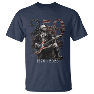 George Washington Playing Guitar – USA 250th Anniversary T-Shirt – Vintage Patriotic Humor Tee TS10 Navy Print Your Wear