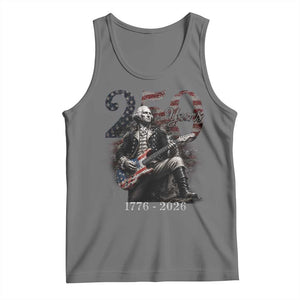 Vintage George Washington Playing Guitar 250 Years Tank Top 1776 2026 Humor Patriotic USA Flag TS10 Black Heather Print Your Wear