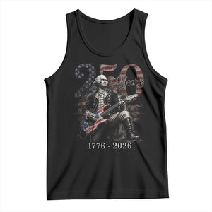 Vintage George Washington Playing Guitar 250 Years Tank Top 1776 2026 Humor Patriotic USA Flag TS10 Black Print Your Wear