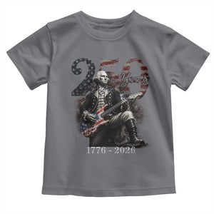 Vintage George Washington Playing Guitar 250 Years Toddler T Shirt 1776 2026 Humor Patriotic USA Flag TS10 Charcoal Print Your Wear