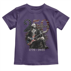 Vintage George Washington Playing Guitar 250 Years Toddler T Shirt 1776 2026 Humor Patriotic USA Flag TS10 Purple Print Your Wear