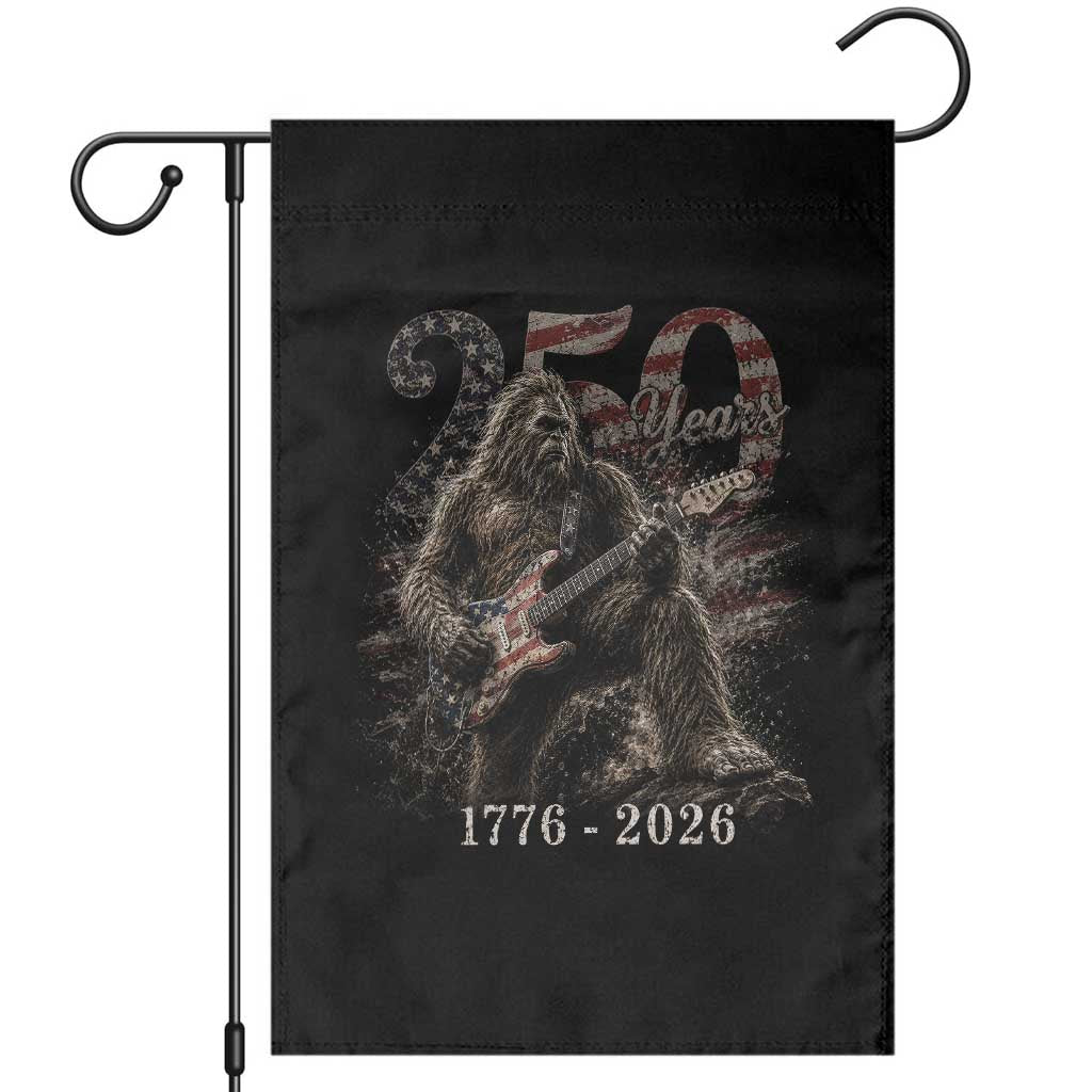 Vintage Bigfoot Playing Guitar 250 Years Garden Flag 1776 2026 Bigfoot Patriotic USA Flag Sasquatch TS10 Black Print Your Wear