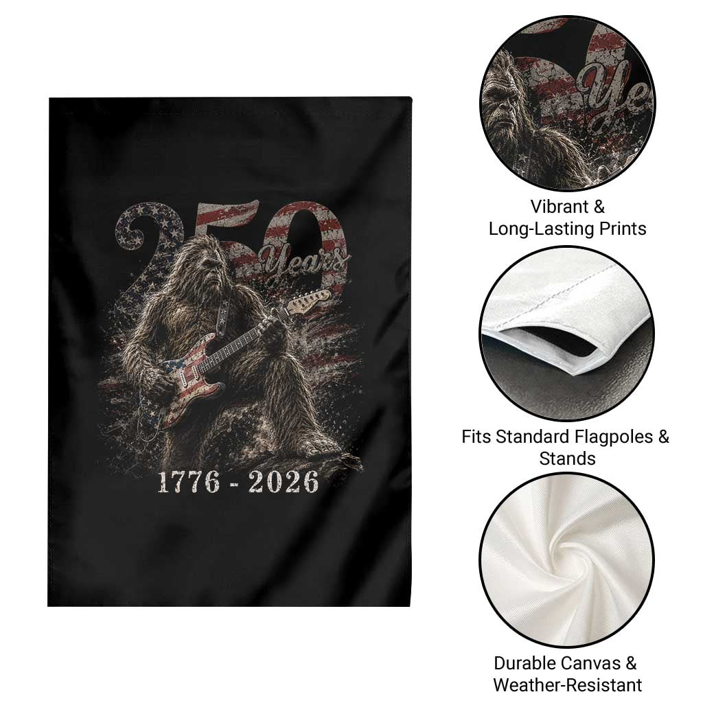 Vintage Bigfoot Playing Guitar 250 Years Garden Flag 1776 2026 Bigfoot Patriotic USA Flag Sasquatch TS10 Print Your Wear