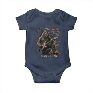 Vintage Bigfoot Playing Guitar 250 Years Baby Onesie 1776 2026 Bigfoot Patriotic USA Flag Sasquatch TS10 Navy Print Your Wear