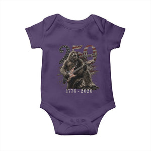 Vintage Bigfoot Playing Guitar 250 Years Baby Onesie 1776 2026 Bigfoot Patriotic USA Flag Sasquatch TS10 Purple Print Your Wear