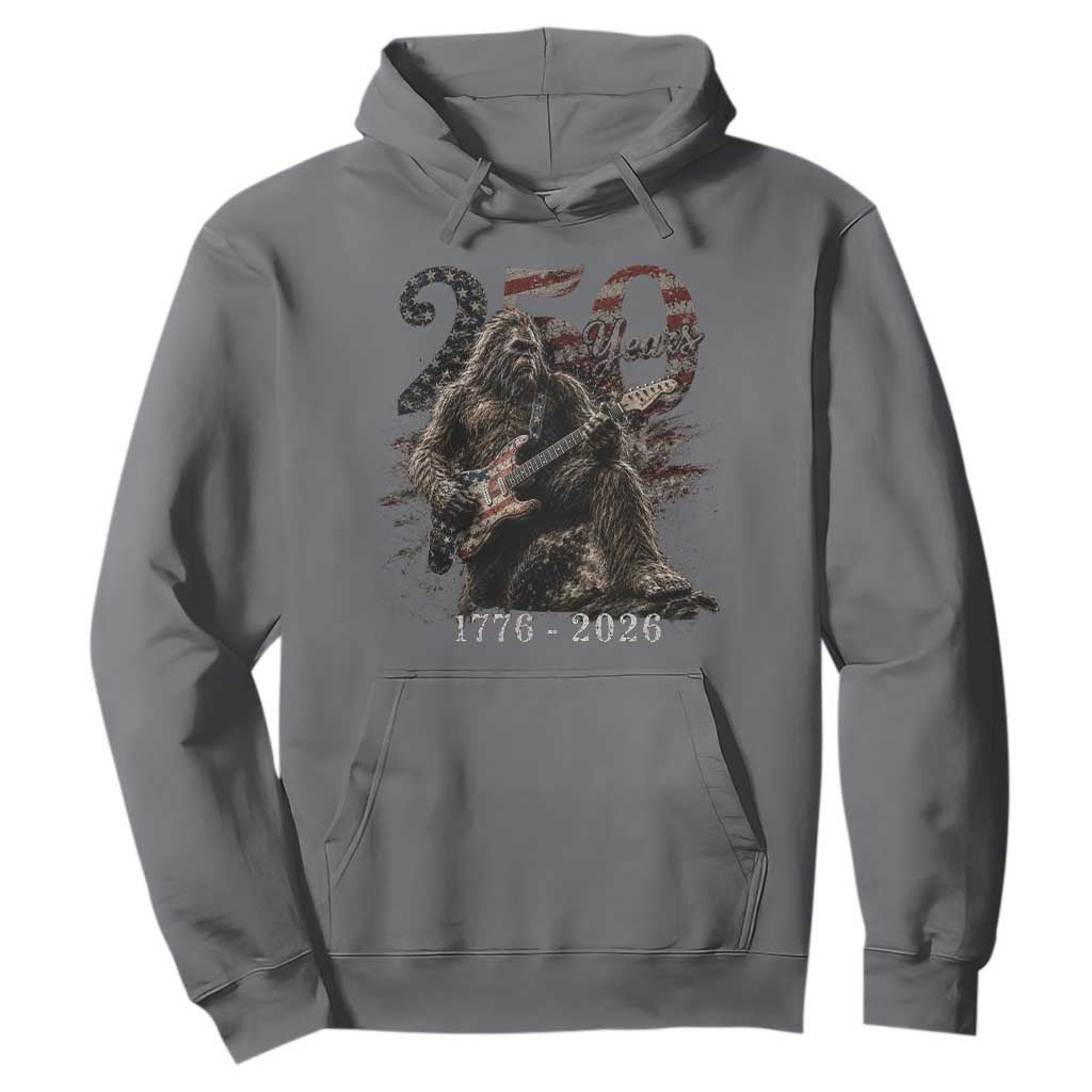 Vintage Bigfoot Playing Guitar 250 Years Hoodie 1776 2026 Bigfoot Patriotic USA Flag Sasquatch TS10 Charcoal Print Your Wear