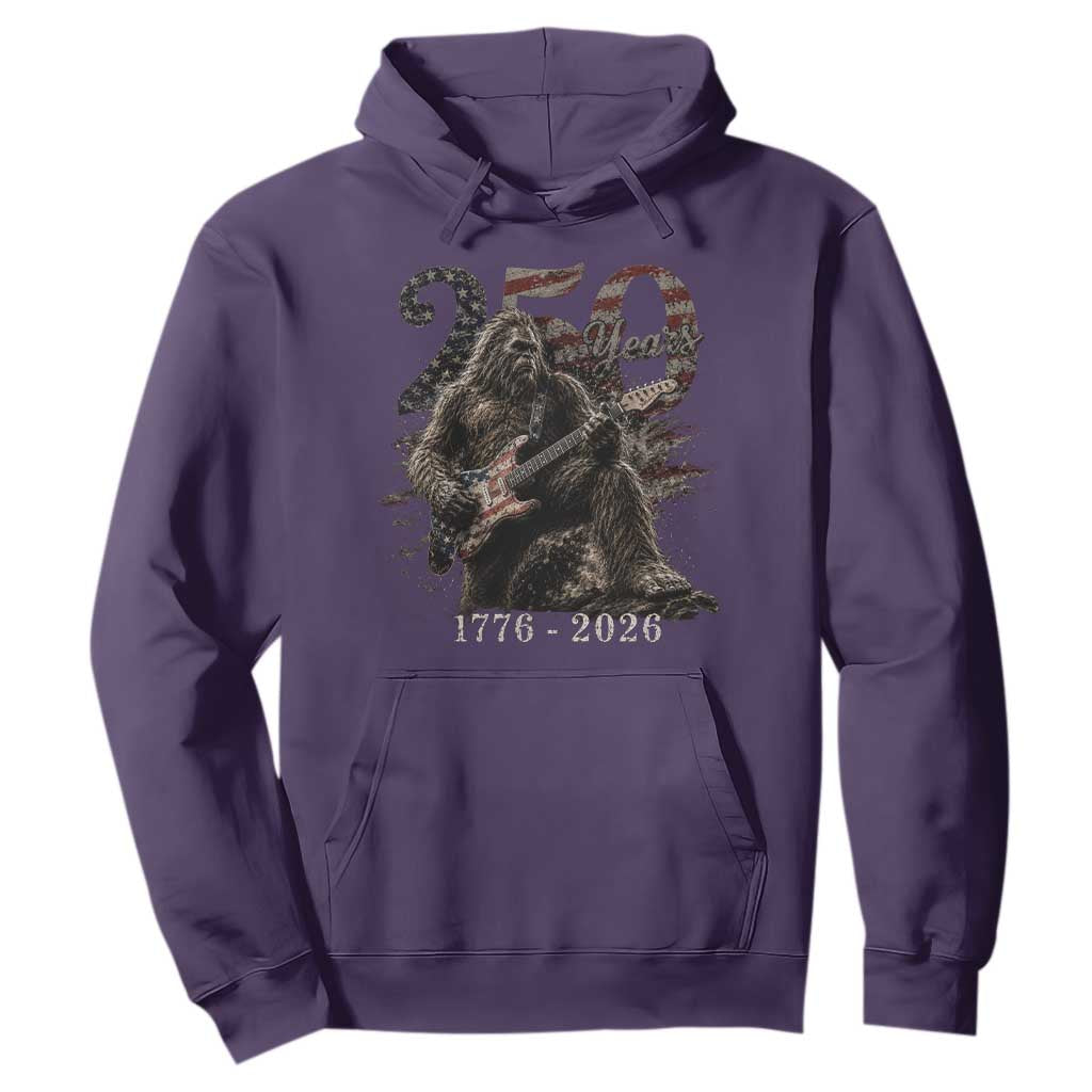 Vintage Bigfoot Playing Guitar 250 Years Hoodie 1776 2026 Bigfoot Patriotic USA Flag Sasquatch TS10 Purple Print Your Wear