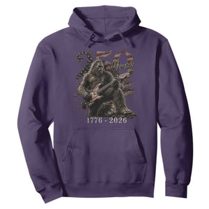 Vintage Bigfoot Playing Guitar 250 Years Hoodie 1776 2026 Bigfoot Patriotic USA Flag Sasquatch TS10 Purple Print Your Wear