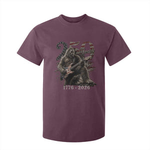 Vintage Bigfoot Playing Guitar 250 Years T Shirt For Kid 1776 2026 Bigfoot Patriotic USA Flag Sasquatch TS10 Maroon Print Your Wear