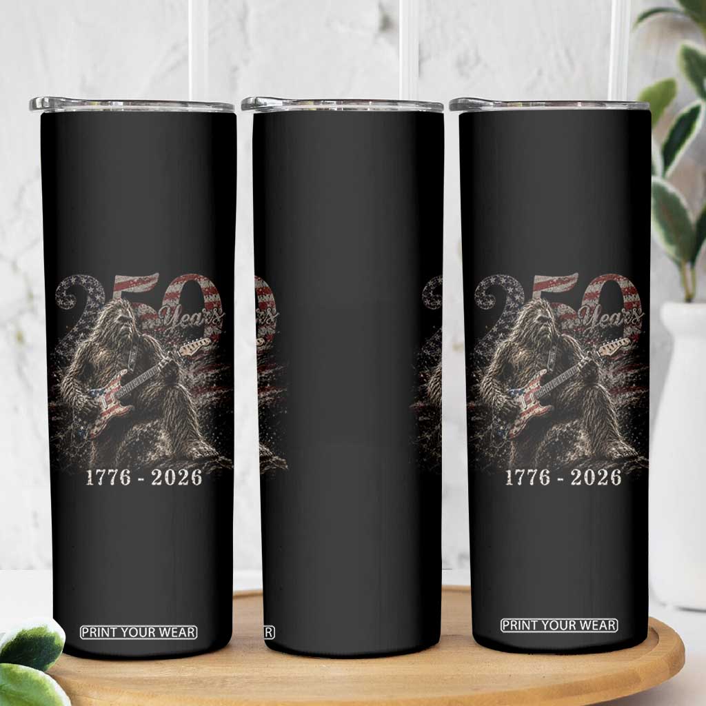 Vintage Bigfoot Playing Guitar 250 Years Skinny Tumbler 1776 2026 Bigfoot Patriotic USA Flag Sasquatch TS10 Print Your Wear