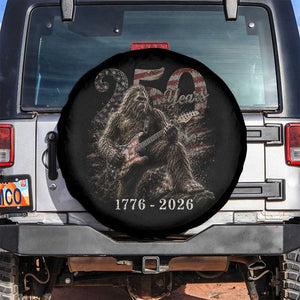 Vintage Bigfoot Playing Guitar 250 Years Spare Tire Cover 1776 2026 Bigfoot Patriotic USA Flag Sasquatch TS10 No hole Black Print Your Wear