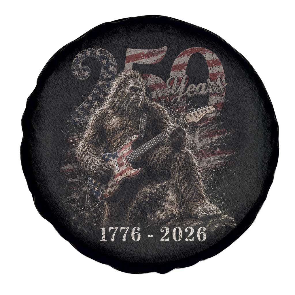 Vintage Bigfoot Playing Guitar 250 Years Spare Tire Cover 1776 2026 Bigfoot Patriotic USA Flag Sasquatch TS10 Print Your Wear