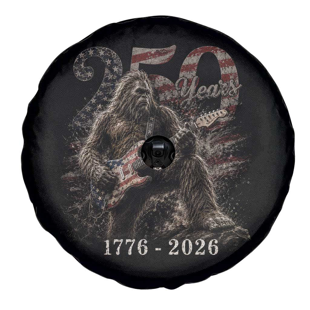 Vintage Bigfoot Playing Guitar 250 Years Spare Tire Cover 1776 2026 Bigfoot Patriotic USA Flag Sasquatch TS10 Print Your Wear