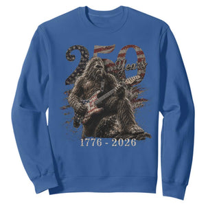 Vintage Bigfoot Playing Guitar 250 Years Sweatshirt 1776 2026 Bigfoot Patriotic USA Flag Sasquatch TS10 Royal Blue Print Your Wear