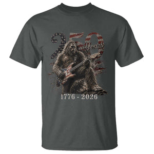 Vintage Bigfoot Playing Guitar 250 Years T Shirt 1776 2026 Bigfoot Patriotic USA Flag Sasquatch TS10 Dark Heather Print Your Wear