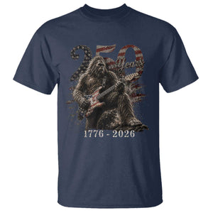 Vintage Bigfoot Playing Guitar 250 Years T Shirt 1776 2026 Bigfoot Patriotic USA Flag Sasquatch TS10 Navy Print Your Wear