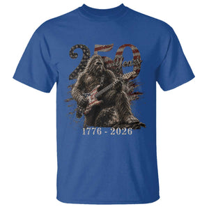 Vintage Bigfoot Playing Guitar 250 Years T Shirt 1776 2026 Bigfoot Patriotic USA Flag Sasquatch TS10 Royal Blue Print Your Wear