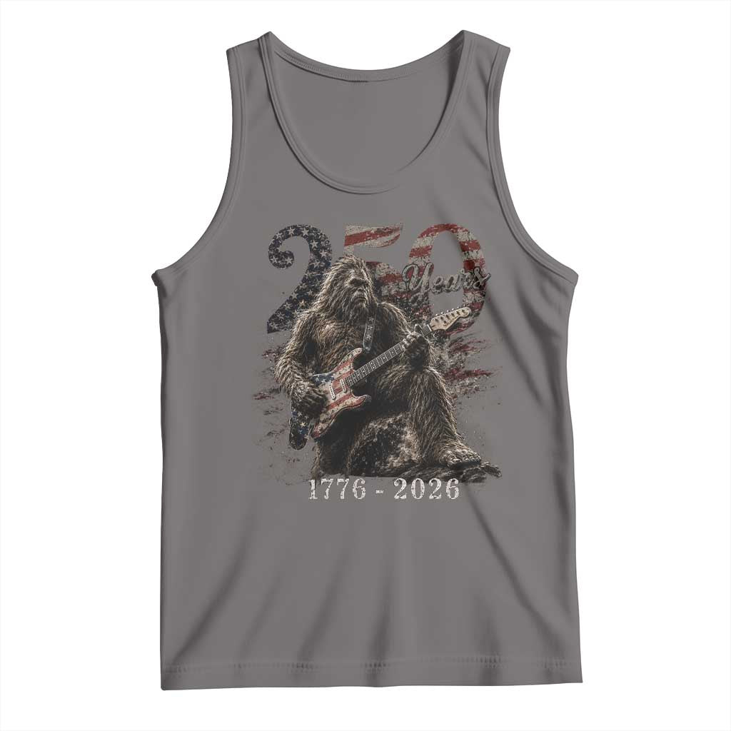 Vintage Bigfoot Playing Guitar 250 Years Tank Top 1776 2026 Bigfoot Patriotic USA Flag Sasquatch TS10 Deep Heather Print Your Wear