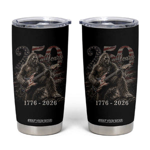 Vintage Bigfoot Playing Guitar 250 Years Tumbler Cup 1776 2026 Bigfoot Patriotic USA Flag Sasquatch TS10 Black Print Your Wear